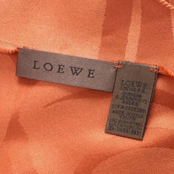 Loewe Silk Fringe Orange Stole Shawl Scarf Women's